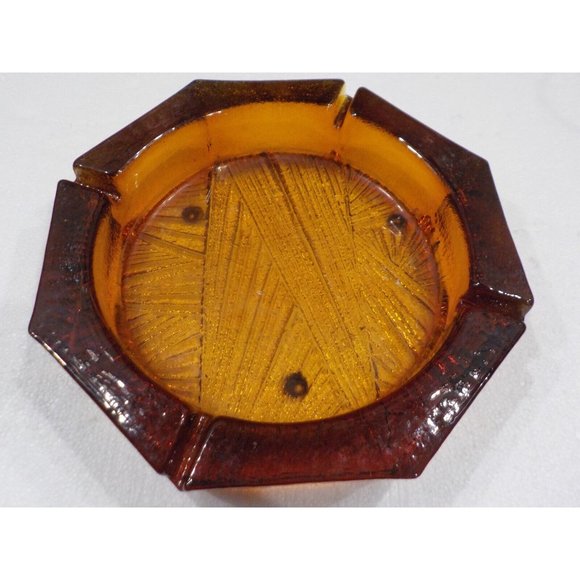 Blenko Accents Vintage Blenko Scandinavian Octagon 10 Heavy Amber